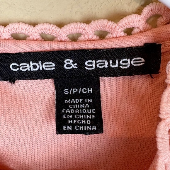 Cable & Gauge Pink/Light Coral Dainty Double Layer Sleeveless Lace Overlay Top - Picture 8 of 9